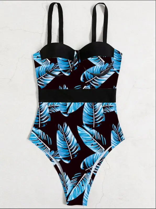 Push Up One Piece Swimsuit  Swimwear Women Tropical Printed Bathing Suit Female Swimming Summer Beachwear Summer