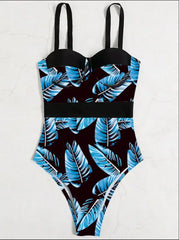 Push Up One Piece Swimsuit  Swimwear Women Tropical Printed Bathing Suit Female Swimming Summer Beachwear Summer