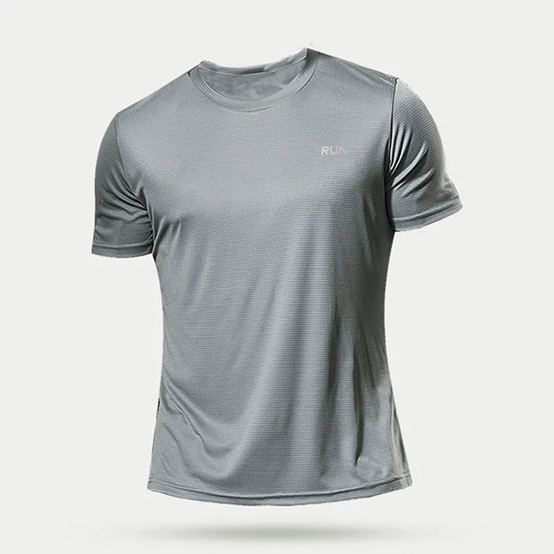 Mens Short Sleeve Sport t Shirt Quick Dry Running t-Shirt Breathable Fitness Shirt Top Ice Silk Gym Football Jerseys Man Clothes
