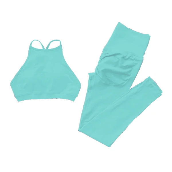 Seamless Dynamic High Neck Yoga Set Belly Bra Scrunch Women Workout Shorts Fitness Legging Sport Pant Active Wear