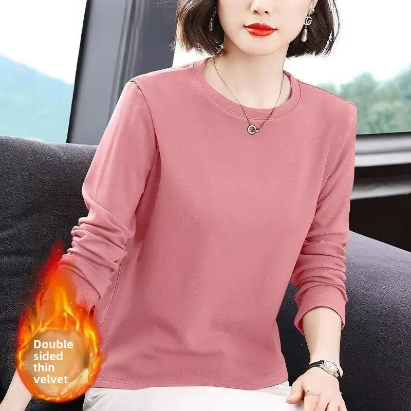 Slim Fit Long Sleeve Crew Neck T-Shirt Women's Autumn Style Versatile Body Shaping Base Layer Shirt Top Dervo Knit Design