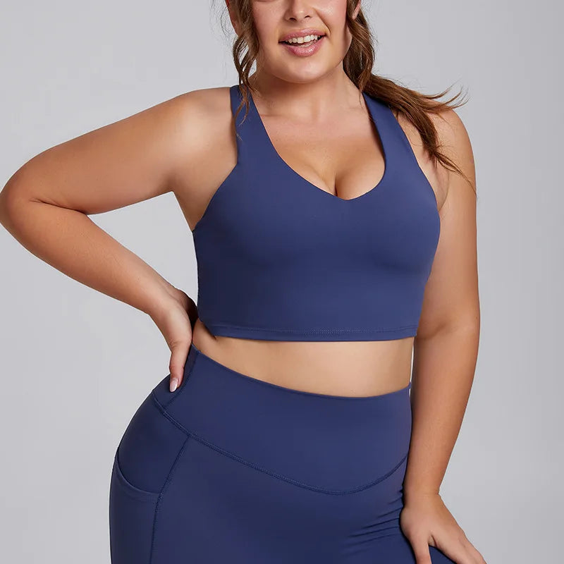 Yoga Set Women Plus Size Workout Outfit Curvy Women Sports Bra Gym Leggings Super Stretch Fitness Suit 3XL Women Activewear Sets