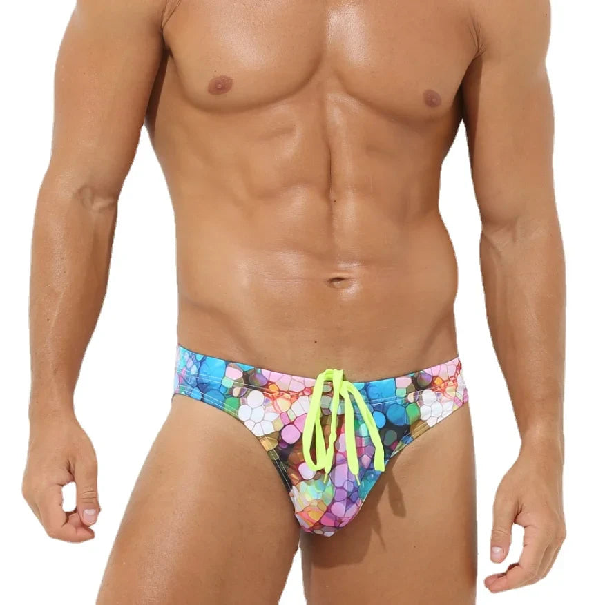 Fashion Print Swimwear Mens Swim Briefs Low Waist Men Swimming Trunk Shorts Pool Men's Bathing Suit Beach Surfing Man Swimsuit