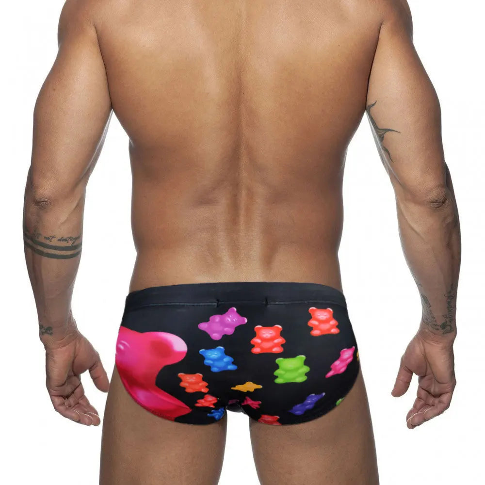 Colored Hearts Push Up Swimwear Men Swimming Briefs Sexy UXH Bikini Swimsuit Men Swim Wear Trunk Beach Surfing Bathing Suit