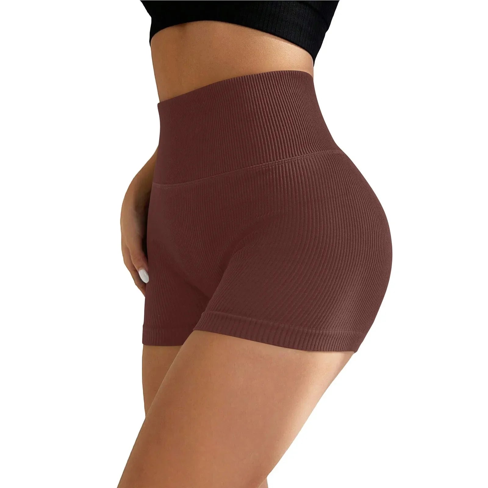 Women's High Waist Ribbed Seamless Yoga Shorts Squat Proof Hip Lifting Fitness Workout Running Sports Gym Leggings Sale