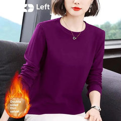 Slim Fit Long Sleeve Crew Neck T-Shirt Women's Autumn Style Versatile Body Shaping Base Layer Shirt Top Dervo Knit Design