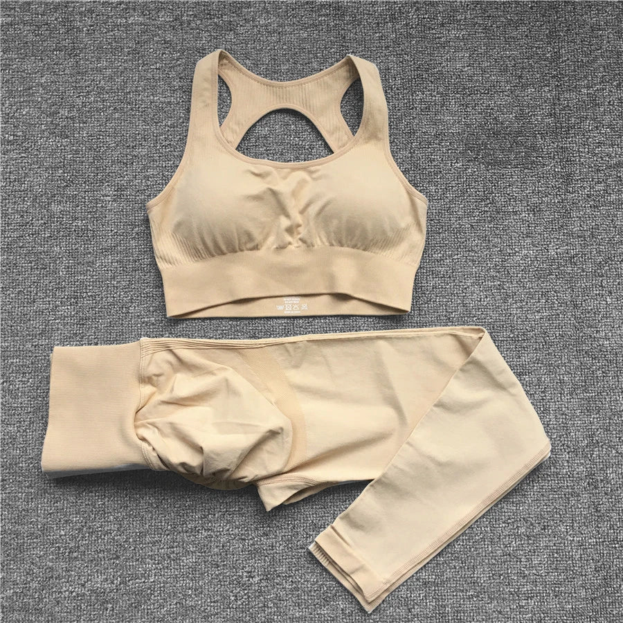 2PCS XL Seamless Women Fitness Arise Epic Yoga Sets High Waist Gym Scrunch Leggings Sports Bra Workout Active Wear Suits