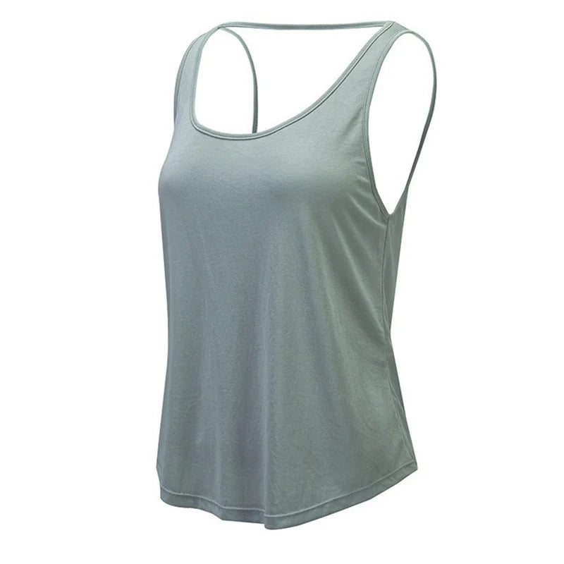 Backless Seamless Sleeveless Casual Shirt Lightweight Loose Vest Running Yoga Workout Fitness Tanks Tops for Women