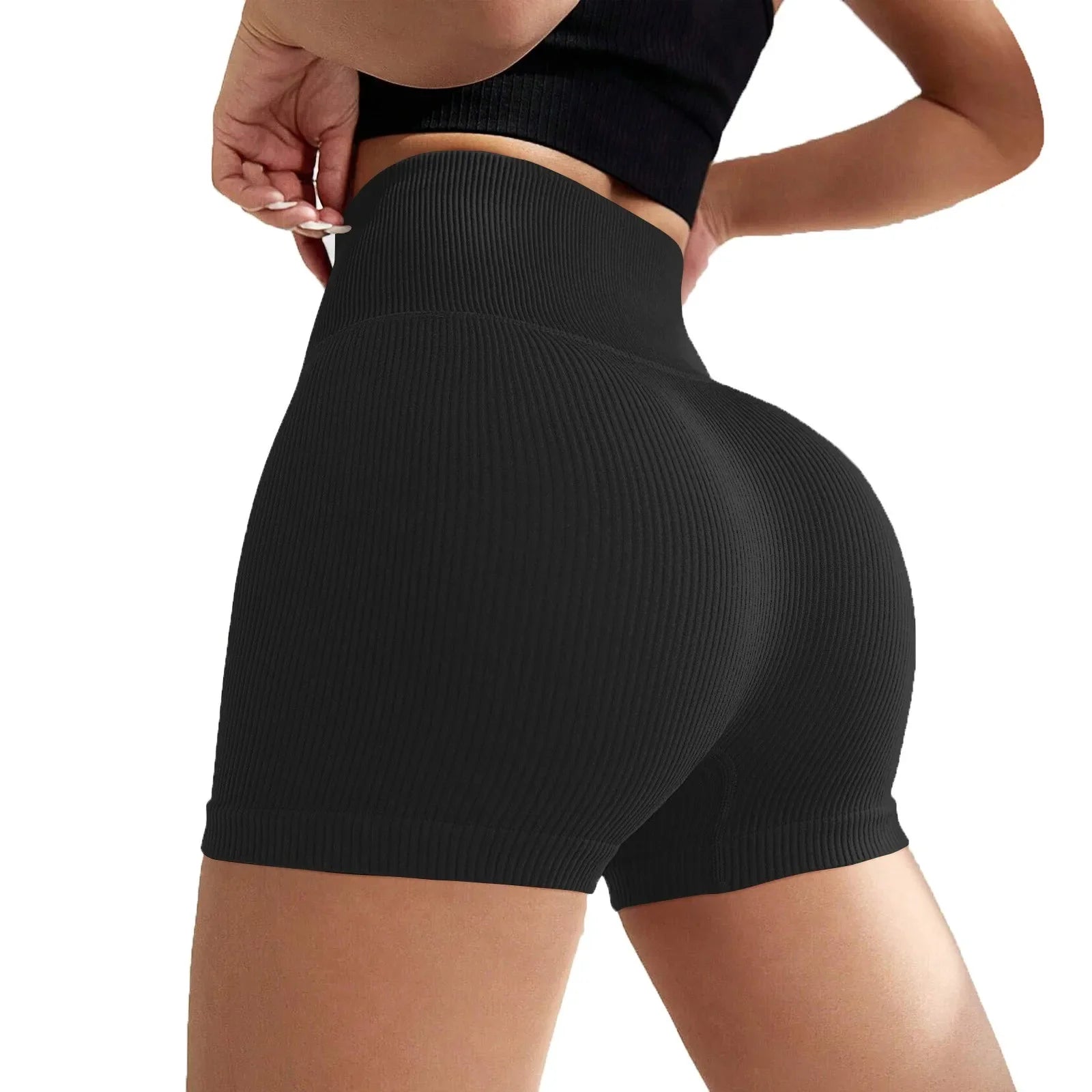 Women's High Waist Ribbed Seamless Yoga Shorts Squat Proof Hip Lifting Fitness Workout Running Sports Gym Leggings Sale