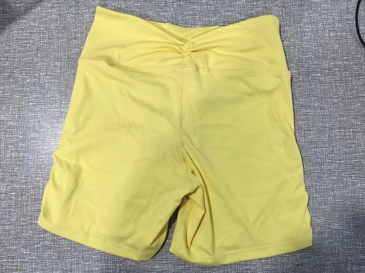 Lace V-Back shorts High waisted hip lifting yoga shorts women's nylon tight fitting shorts training sports fitness pants