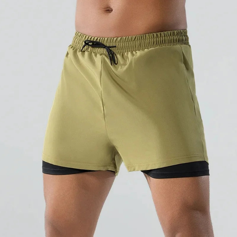 Adult Loose-Fit Flat Angle Swimming Pants for Men Quick Dry  Beach Pants Anti-Awkward Double Layer Design