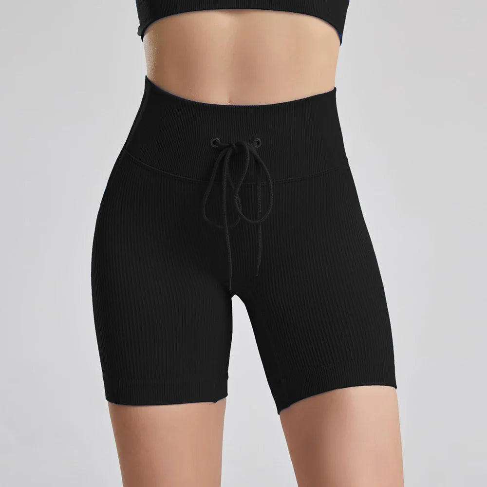 TRY TO BN Seamless Drawstring Shorts Yoga Pants Sports Women Fitness High Waisted Running Training Breathable Cycling Gym Shorts