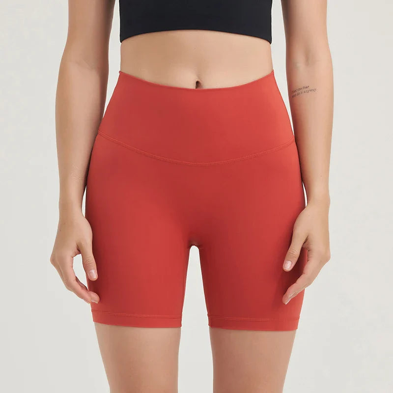 Nylon Women's Shorts Gym Yoga Shorts Leggings High Waist Elastic Tight Breathable No Awkward Lines Women's Cycling Shorts