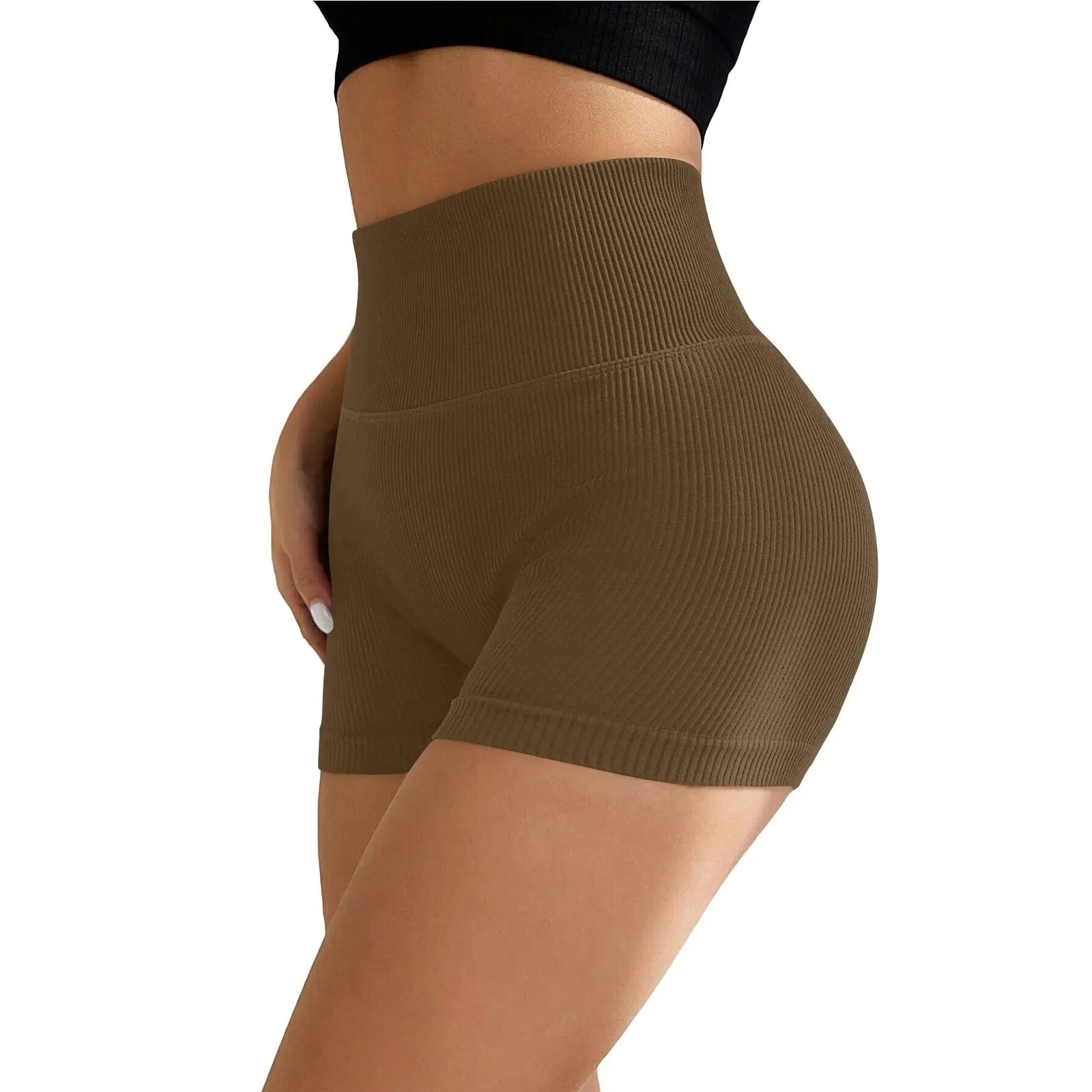 Women's High Waist Ribbed Seamless Yoga Shorts Squat Proof Hip Lifting Fitness Workout Running Sports Gym Leggings Sale