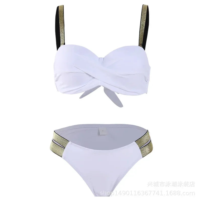 Push Up Bikinis Women's Solid Color Swimwear Female Swimsuit Swimming Bathing Suits Bikini Set Beachwear Bather
