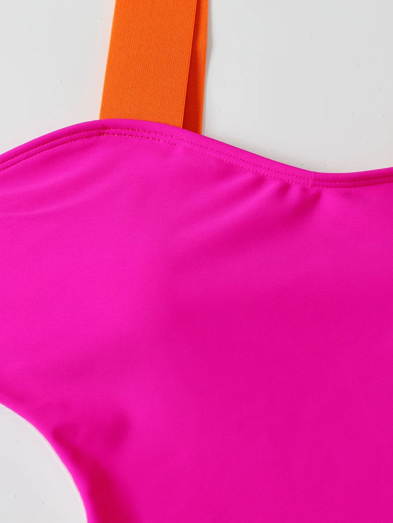 Hot Pink Color Block One-piece Swimsuit Women Neon Swimwear