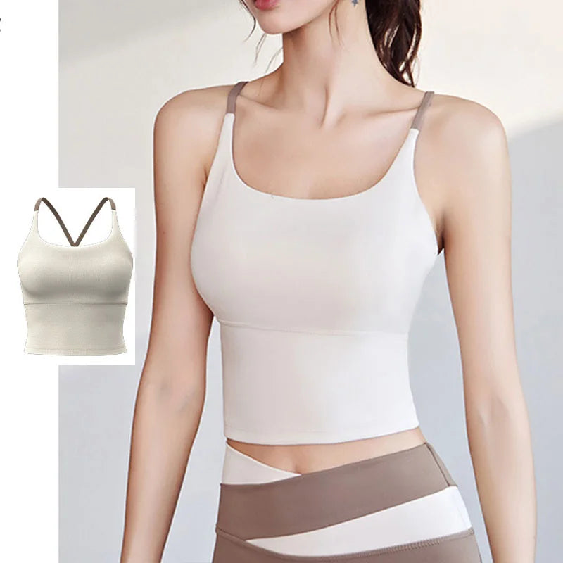Yoga Crop Top Build In Cups Gym Crop Top Fitness Crisscross Back yoga Bras Fitness Crop Gym Tops Upgrade Soft Fabric