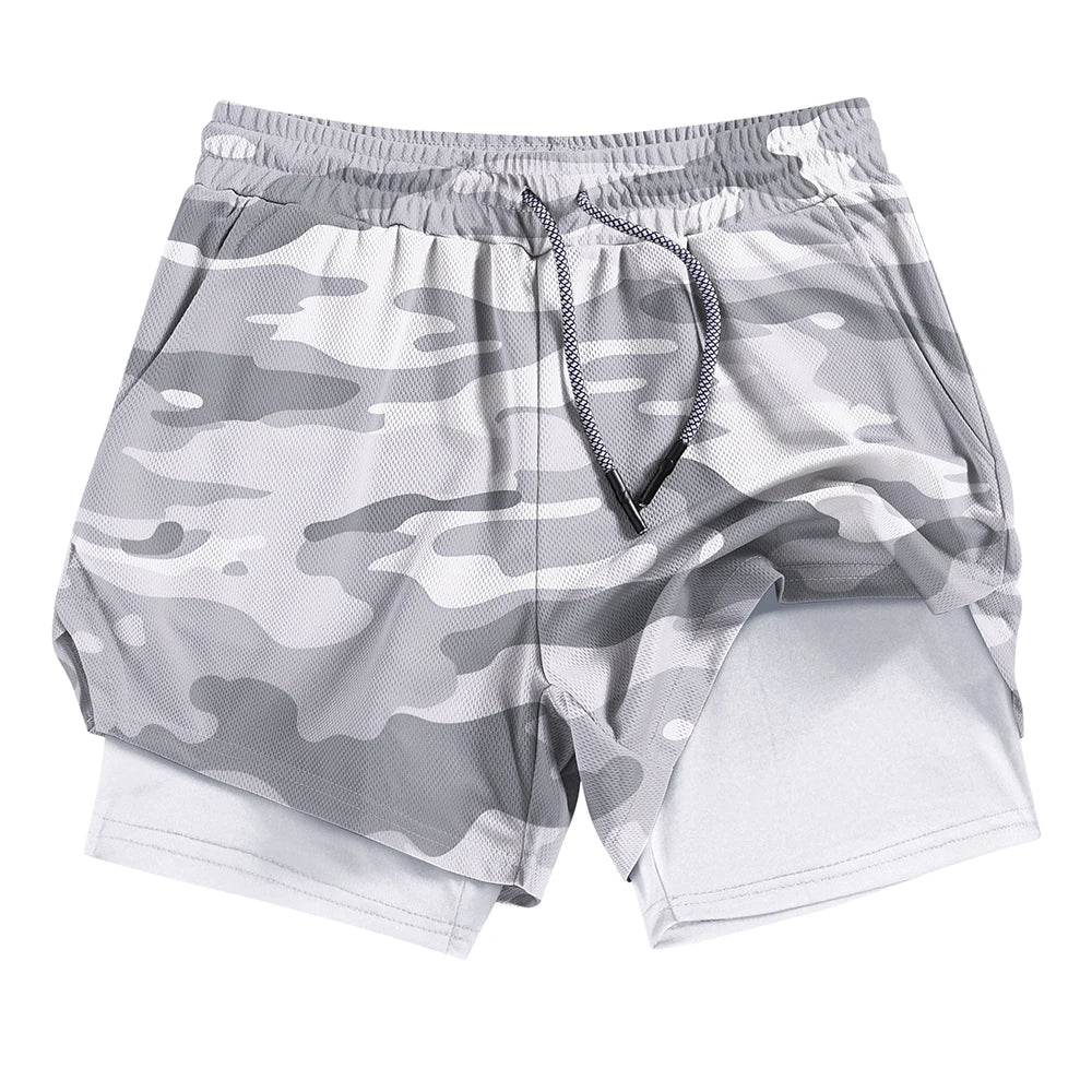Men's Summer double-deck Quick Dry Gym Athletic Workout Casual Shorts Comes in Many Colors with Compression Liner and Towel Loop