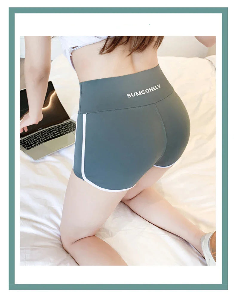Running Sports Shorts Women Thin White Edge Joggings Shark Mini Shorts Yoga Ice Silk Casual Safety Shorts
