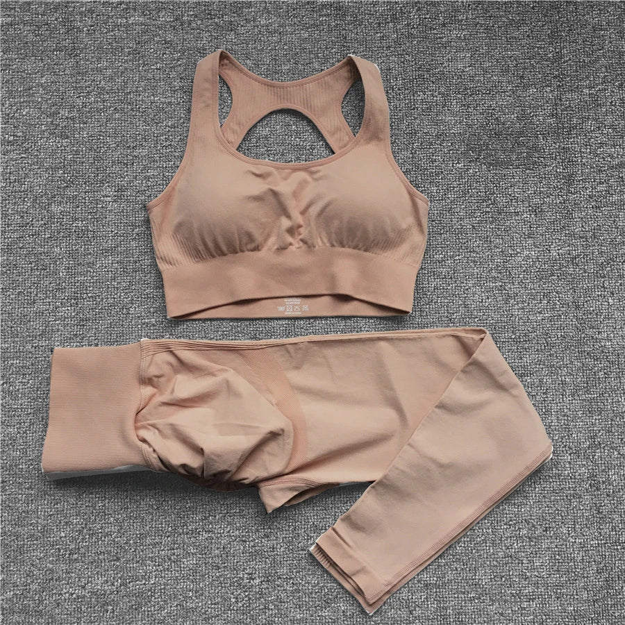 2PCS XL Seamless Women Fitness Arise Epic Yoga Sets High Waist Gym Scrunch Leggings Sports Bra Workout Active Wear Suits