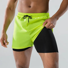 Adult Loose-Fit Flat Angle Swimming Pants for Men Quick Dry  Beach Pants Anti-Awkward Double Layer Design