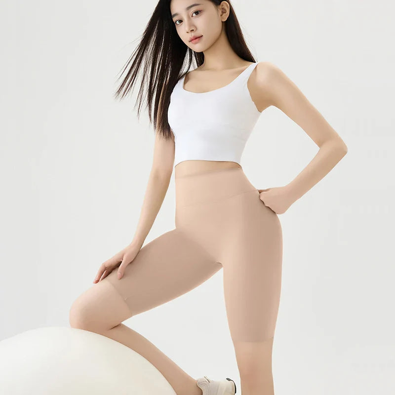 Summer Thin Seamless Sharkskin Cycling Shorts Women Tight Elastic Sport Fitness Running Biker Shorts Slim Gym Yoga Shorts