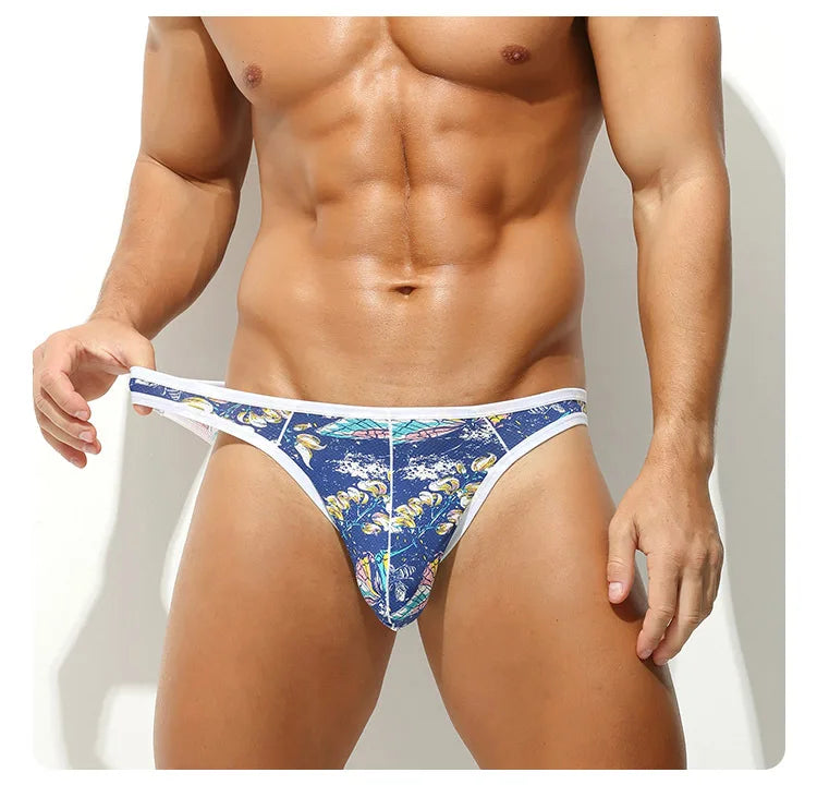 Mens Swimming Trunks Summer Ice Silk Ultra-thin Breathable Swim Suit Mesh Elastic Underwear Quick Dry Sports Beach Shorts