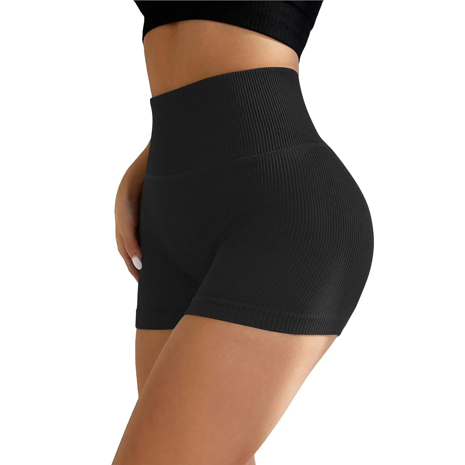 Women's High Waist Ribbed Seamless Yoga Shorts Squat Proof Hip Lifting Fitness Workout Running Sports Gym Leggings Sale