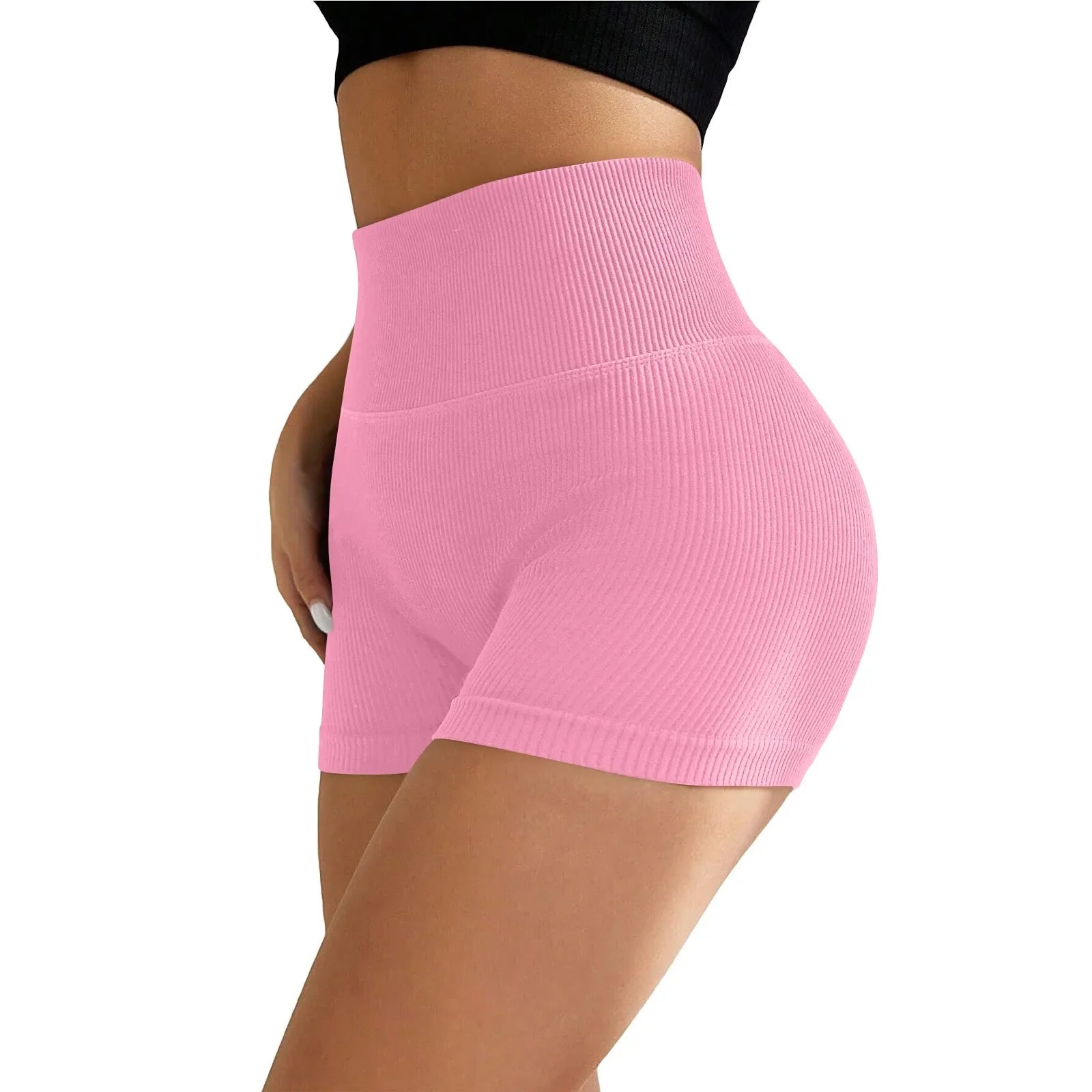 Women's High Waist Ribbed Seamless Yoga Shorts Squat Proof Hip Lifting Fitness Workout Running Sports Gym Leggings Sale