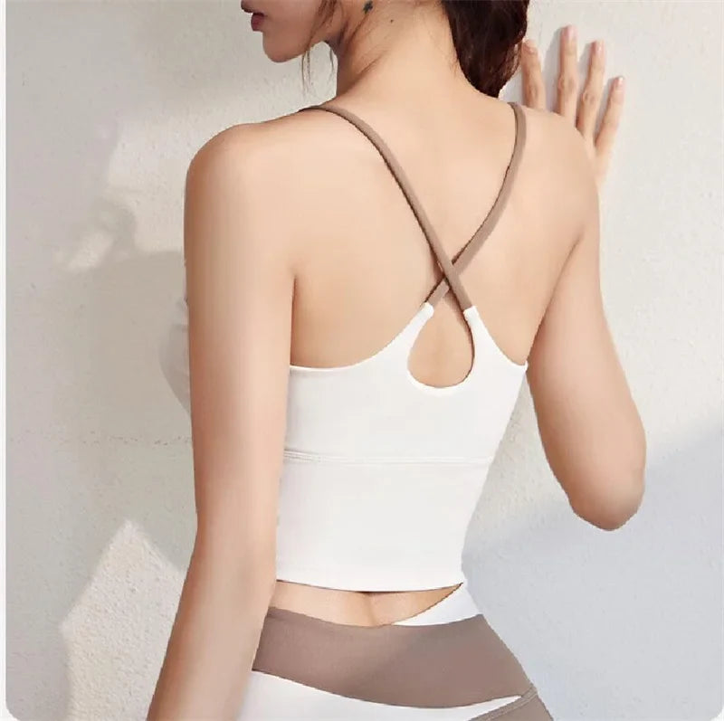 Yoga Crop Top Build In Cups Gym Crop Top Fitness Crisscross Back yoga Bras Fitness Crop Gym Tops Upgrade Soft Fabric