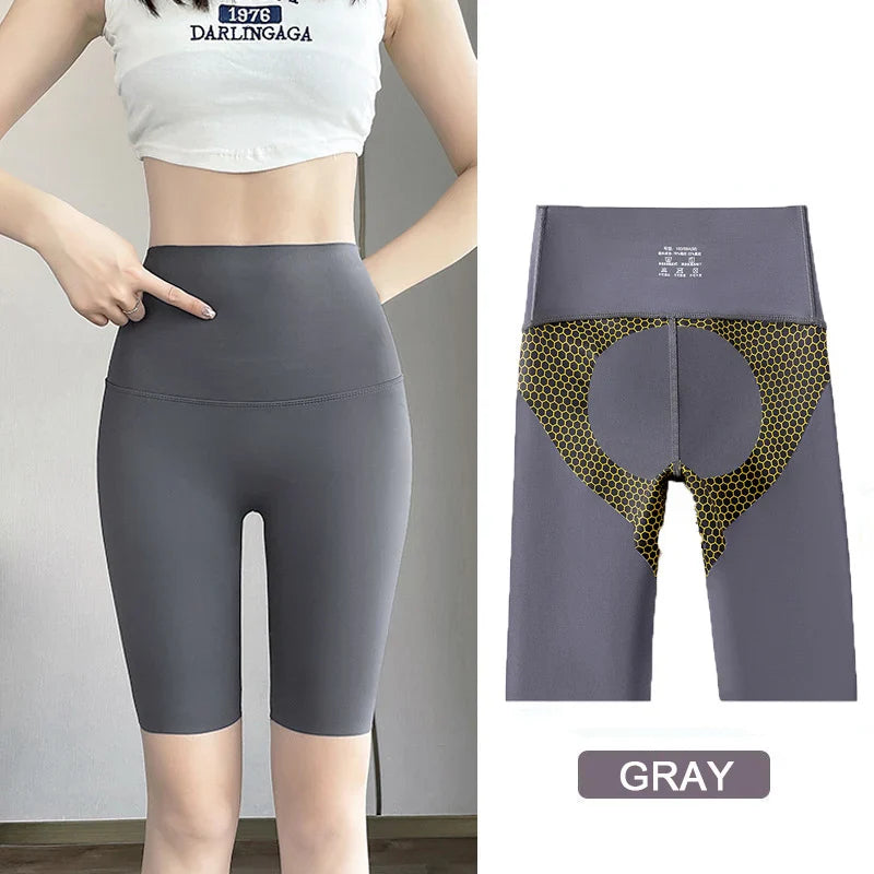 Cycling Shorts Women Honeycomb High Waist Tummy Control Butt Lifter Seamless Fitness Sports Biker Short Leggings