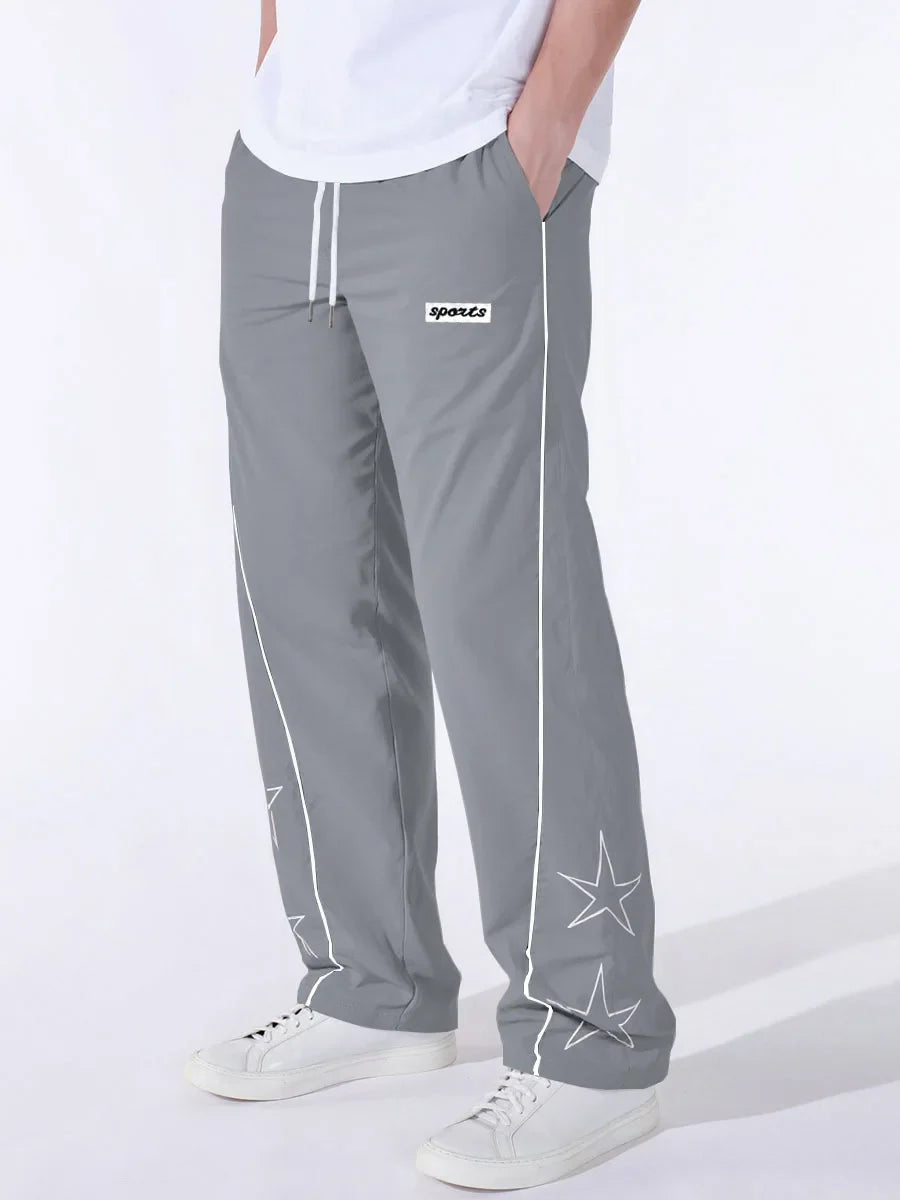 European American High Street Embroidered Pants for Men's Sports and Casual Trousers