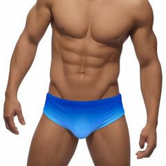 Men's Solid Gradient Swim Briefs Low Waist Pad Push Up Bathing Suit Polyester Quick Dry Male Sport Beach Surfing Swimwear