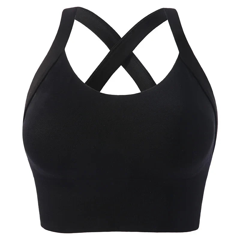 Yoga Bra Crisscross Back Gym Bra Fitness Workout Bras Golf Bras Bounce Control Sports Tops Elastic Golf Crops Gym Tops