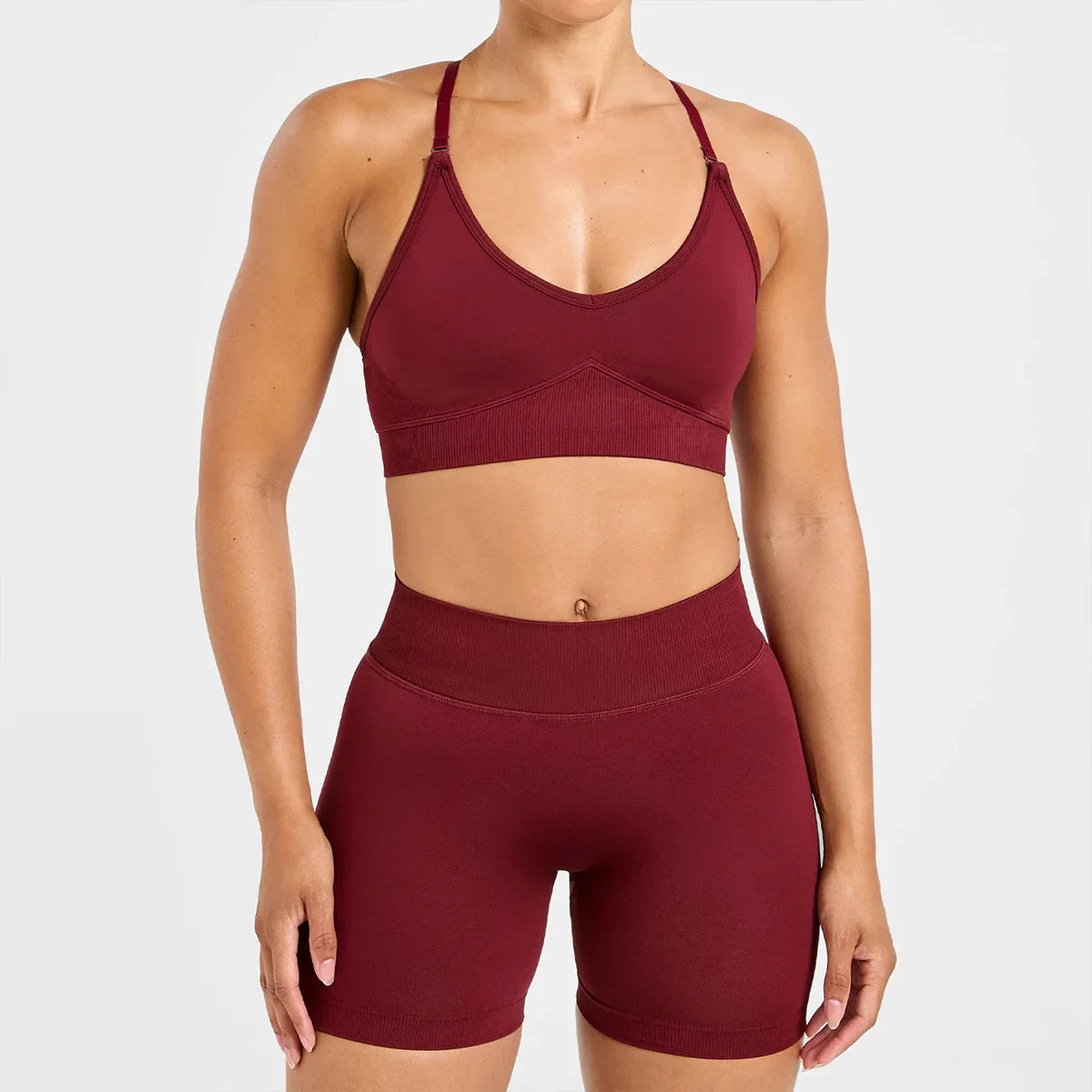 Seamless Yoga Set Gym Suits With Shorts Crop Top Bra Women's Pants 2 Pieces Set Running Workout Outfit Fitness Clothing