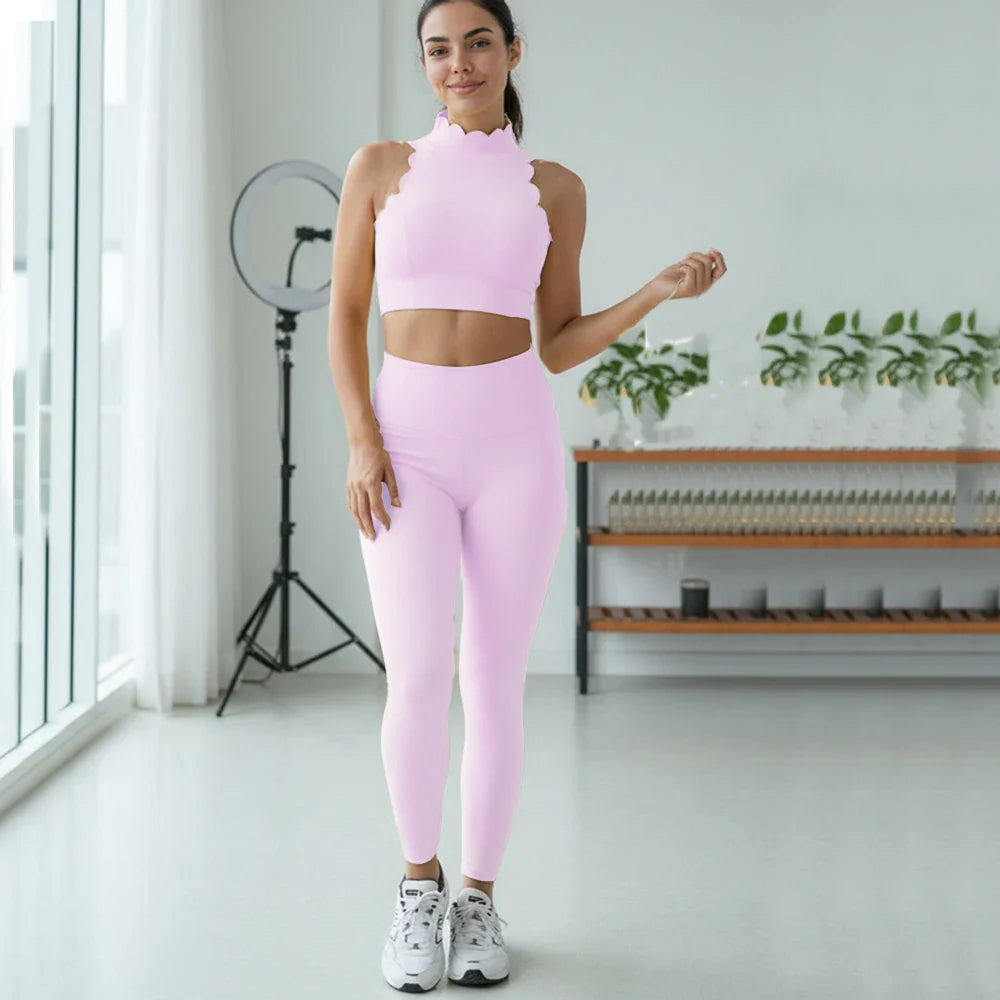 2PCS Yoga Set Women Gym Sportswear Sport Bra Beauty Back Workout Tops High Waist Yoga Pants Hip Lift Gym Leggings