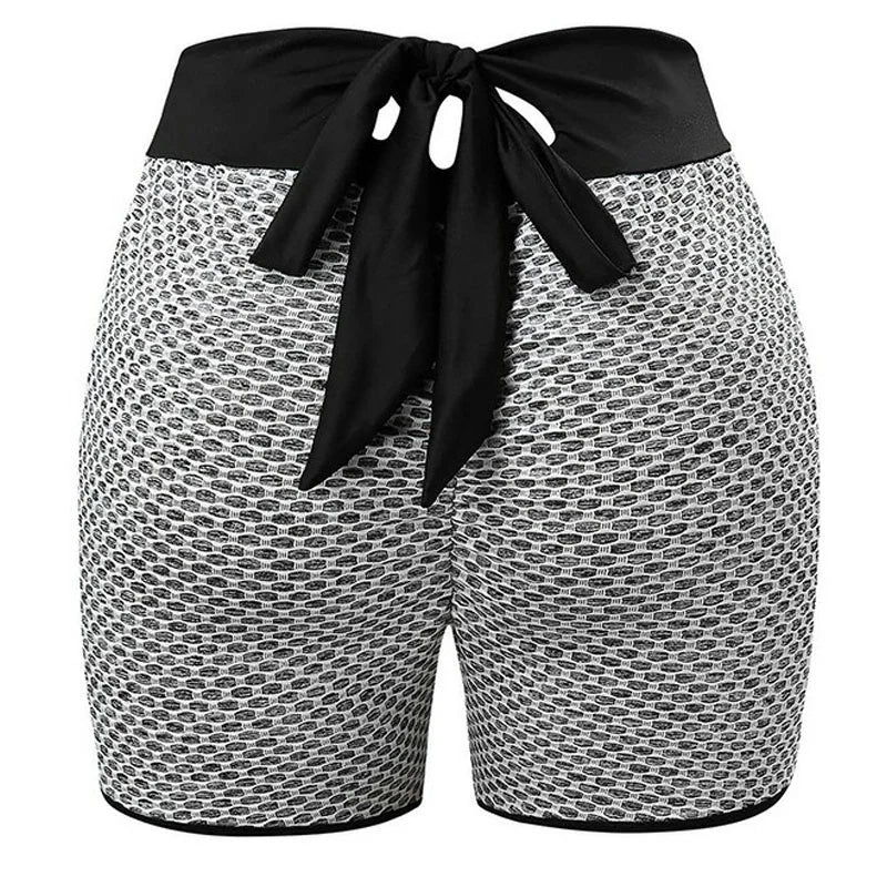 Bowknot Back Yoga Shorts Booty Shorts Scrunch Butt Lifting Leggings Workout High Waisted Textured Bottom Lift