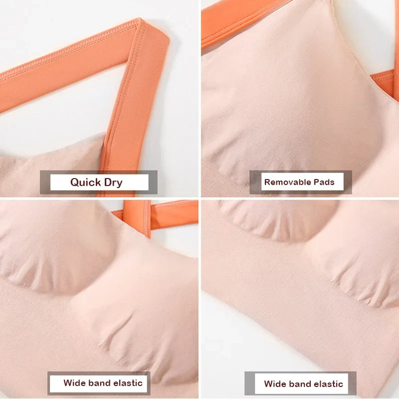 Yoga Bra Crisscross Back Gym Bra Fitness Workout Bras Golf Bras Bounce Control Sports Tops Elastic Golf Crops Gym Tops