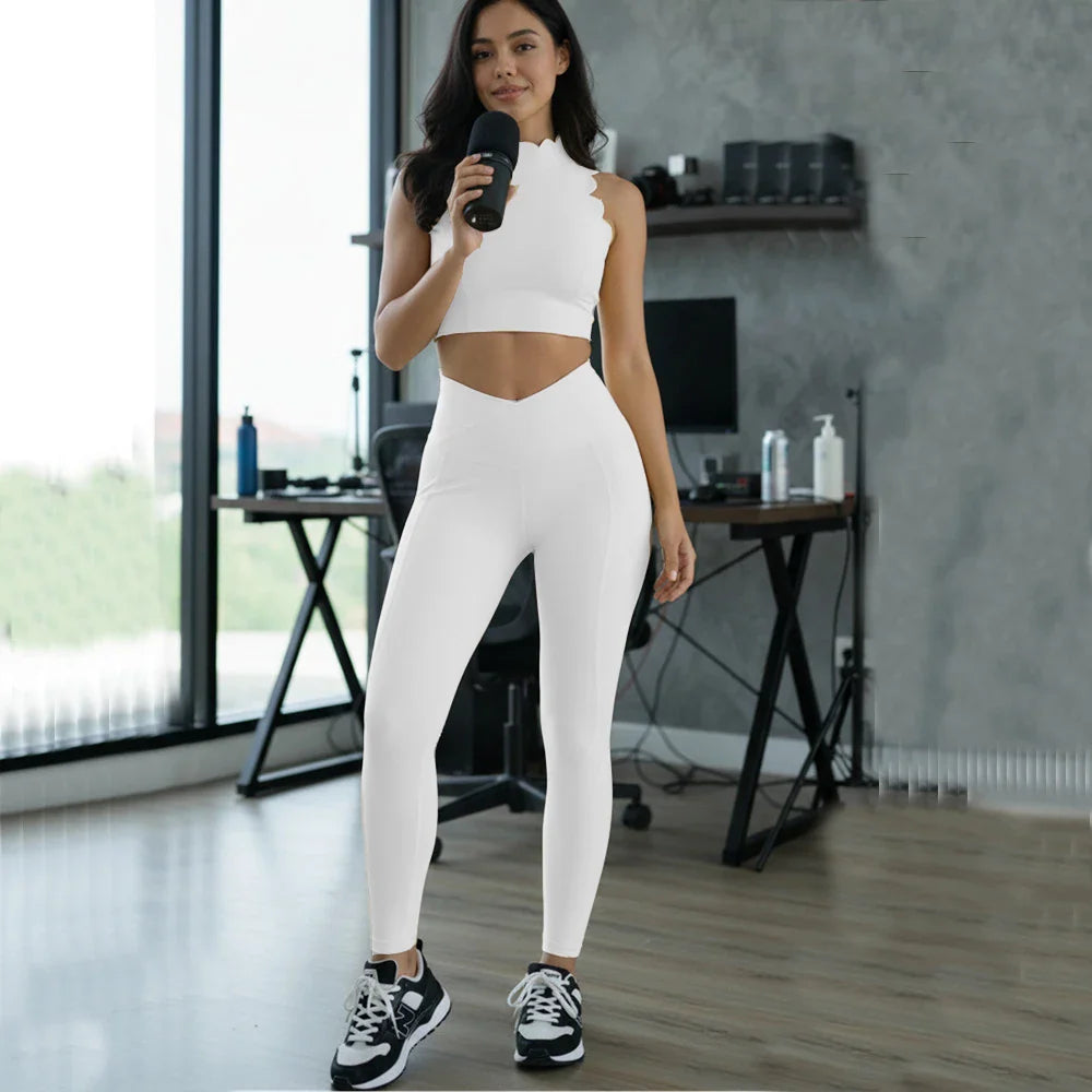 2PCS Yoga Set Women Gym Sportswear Sport Bra Beauty Back Workout Tops High Waist Yoga Pants Hip Lift Gym Leggings