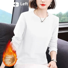 Slim Fit Long Sleeve Crew Neck T-Shirt Women's Autumn Style Versatile Body Shaping Base Layer Shirt Top Dervo Knit Design