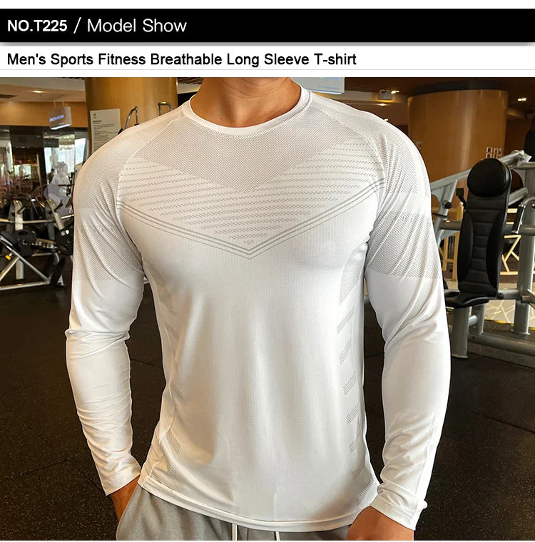Men Fitness Compression Sport Shirt High Quality Running Long Sleeve Upper Clothing Crew Neck Sweatshirt Male Rash Guard Wicking