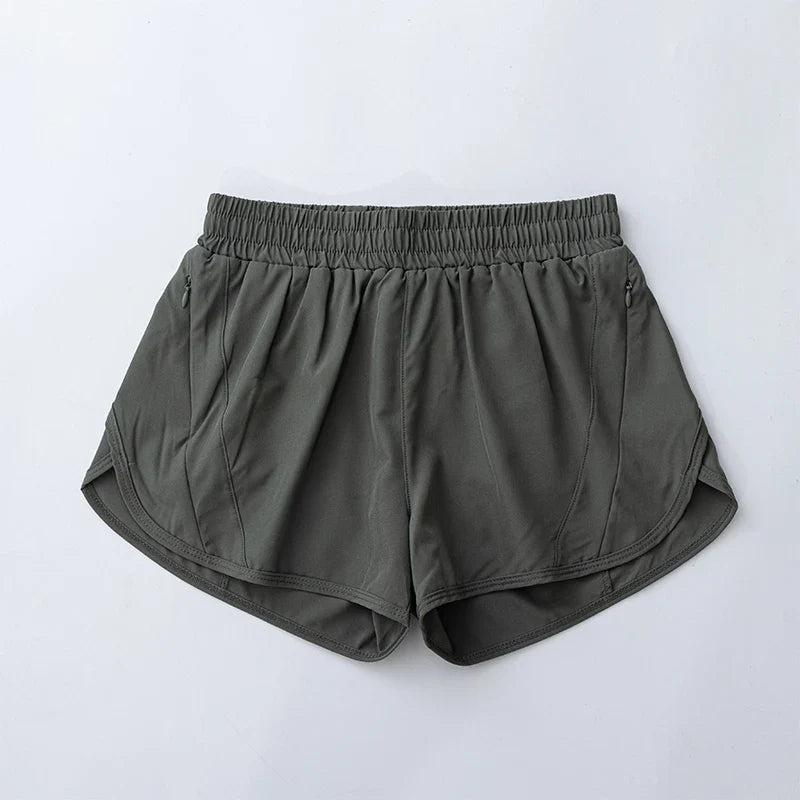 Women's Yoga Running Shorts High Waisted Quick Dry Athletic Shorts Sports Workout Gym Drawstring Shorts Pockets Sport Hot Pants