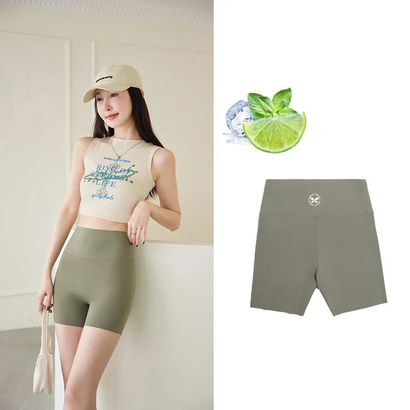 Summer Seamless Elastic Thin Sharkskin Shorts Women High Waist Tight Mini Shorts Sport Fitness Biker Safety Shorts