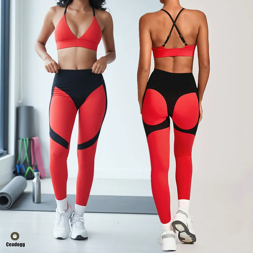 Pad Yoga Sets Women Adjustable Back Cross Sports Bras High Waist Leggings Gym Clothing Outdoor Running Fitness Suit