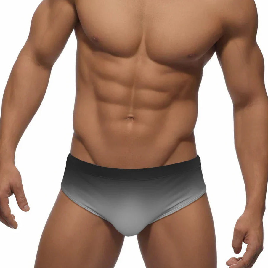 Men's Solid Gradient Swim Briefs Low Waist Pad Push Up Bathing Suit Polyester Quick Dry Male Sport Beach Surfing Swimwear