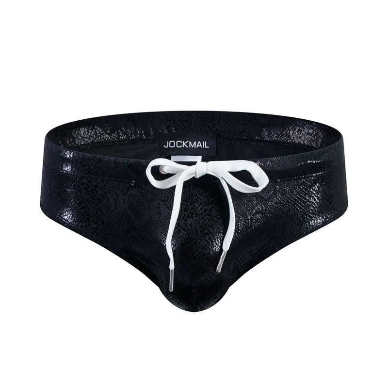 Push Up Padded Swimwear Men Swimsuit Shorts Men's Bikini Briefs Summer Trunk Swim Suit Sunga Slip Beach Shorts Snakeskin Print