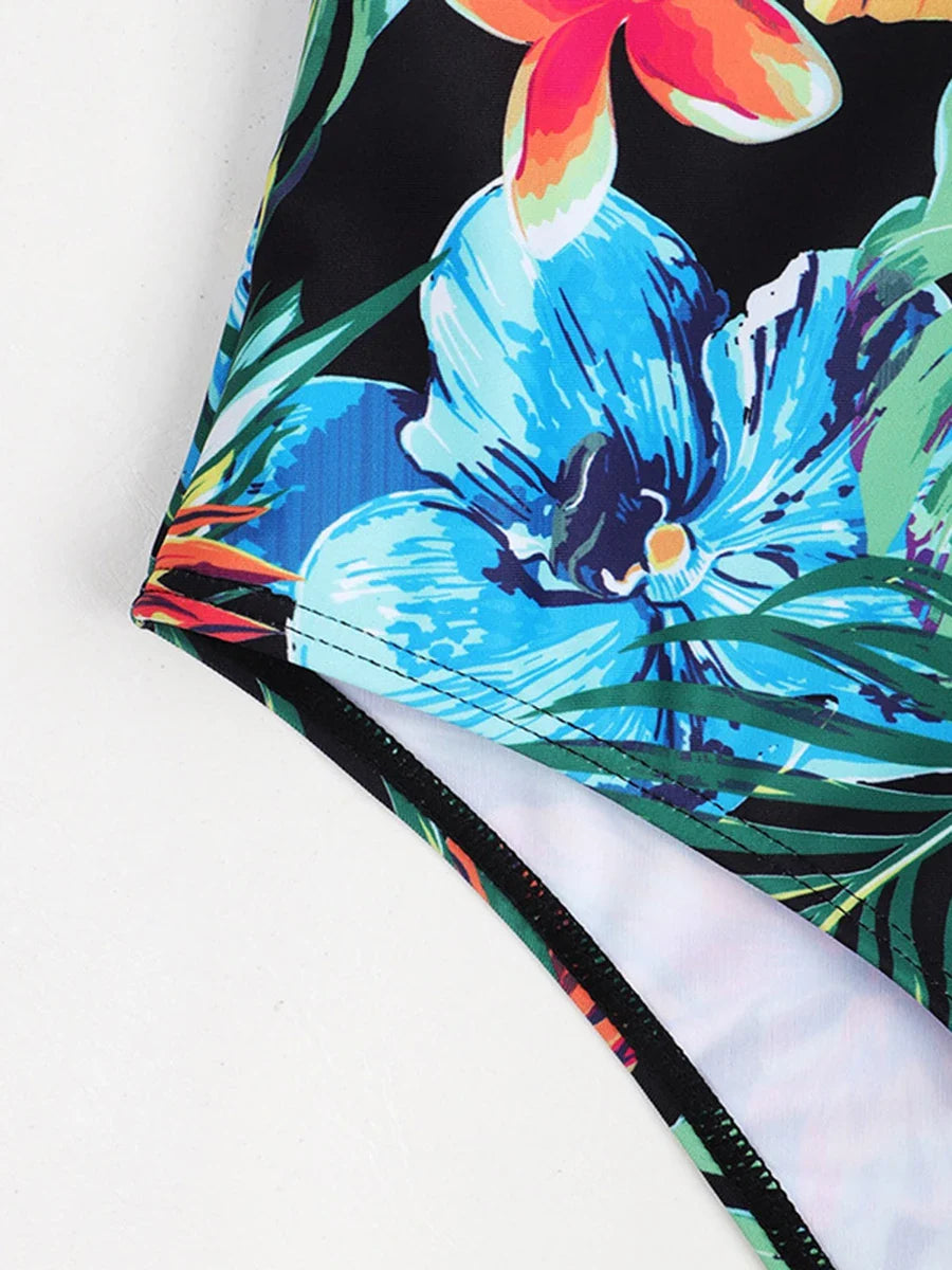 Floral Design Swimsuit Women One Piece Swimwear Female Bathers