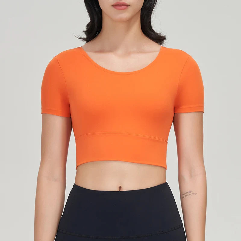 Nylon Gym Bra Top Women Yoga Sport Shirts Crop Top Tight Elastic Breathable Chest Pad Removable Women's Clothing 6 Colors