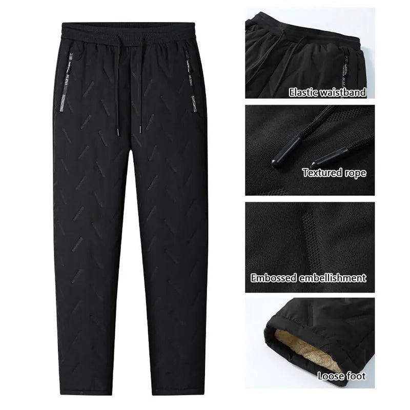 Winter Men Pant Cashmere Thicken Fleece Windproof Sweatpants Men Joggers Cotton Warm Pants Male Waterproof Thermal Trousers Winter