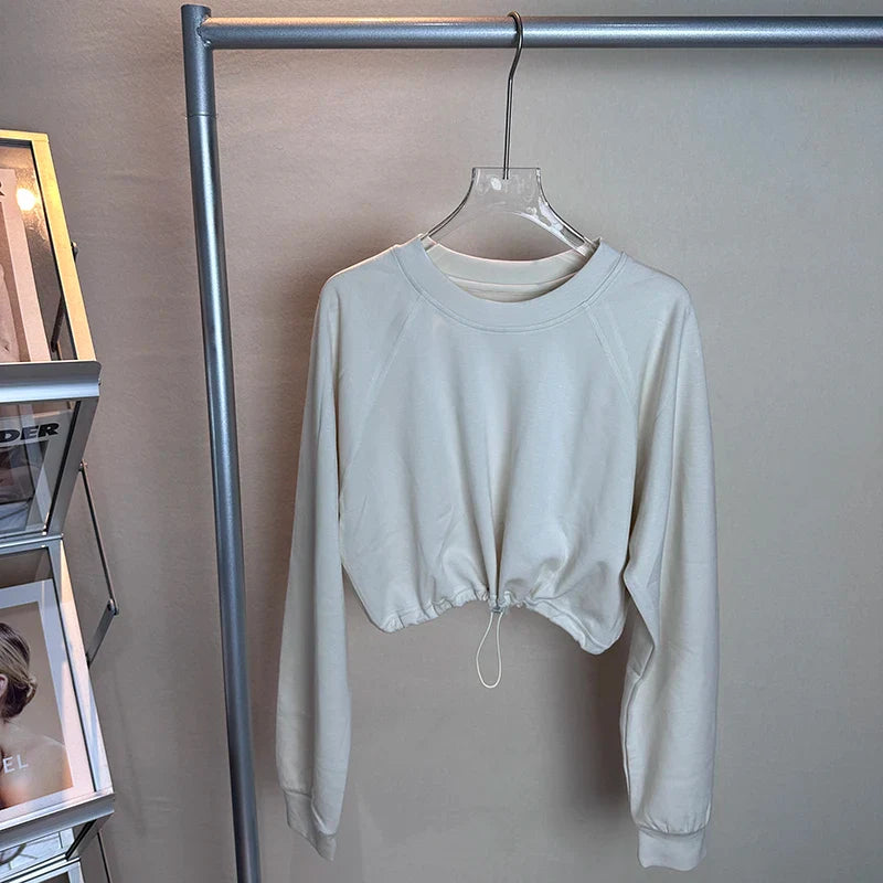 Yoga Gym Top Women Shirts Long Sleeve Crop Top Sportswear Loose Elastic Breathable Adjustable Hem Sports Womens Clothing